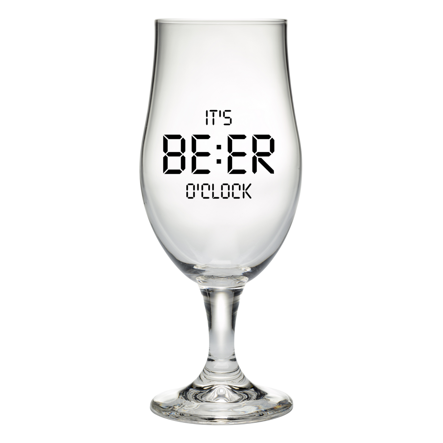“Bierglas met tekst ‘It's beer o'clock’ – Handmade by J” Origineel cadeau