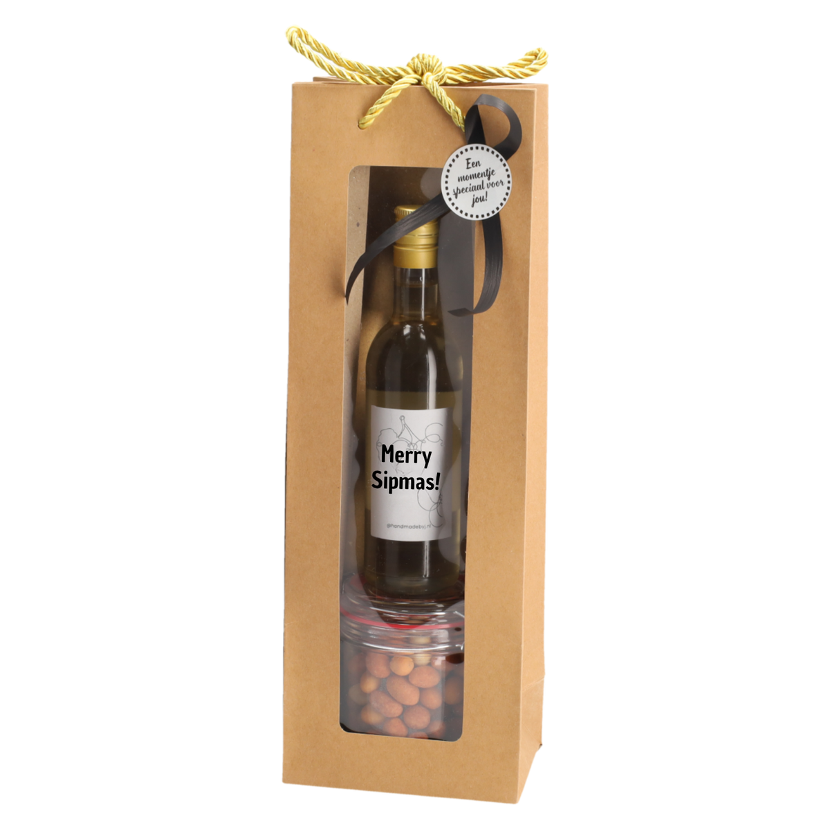 Kerst cadeauset met flesje en nootjes