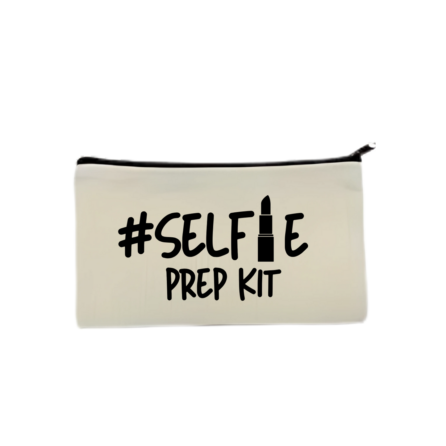 “Etui met grappige tekst "Selfie prep kit" – Handmade by J – perfect voor make-up of rommeltjes”