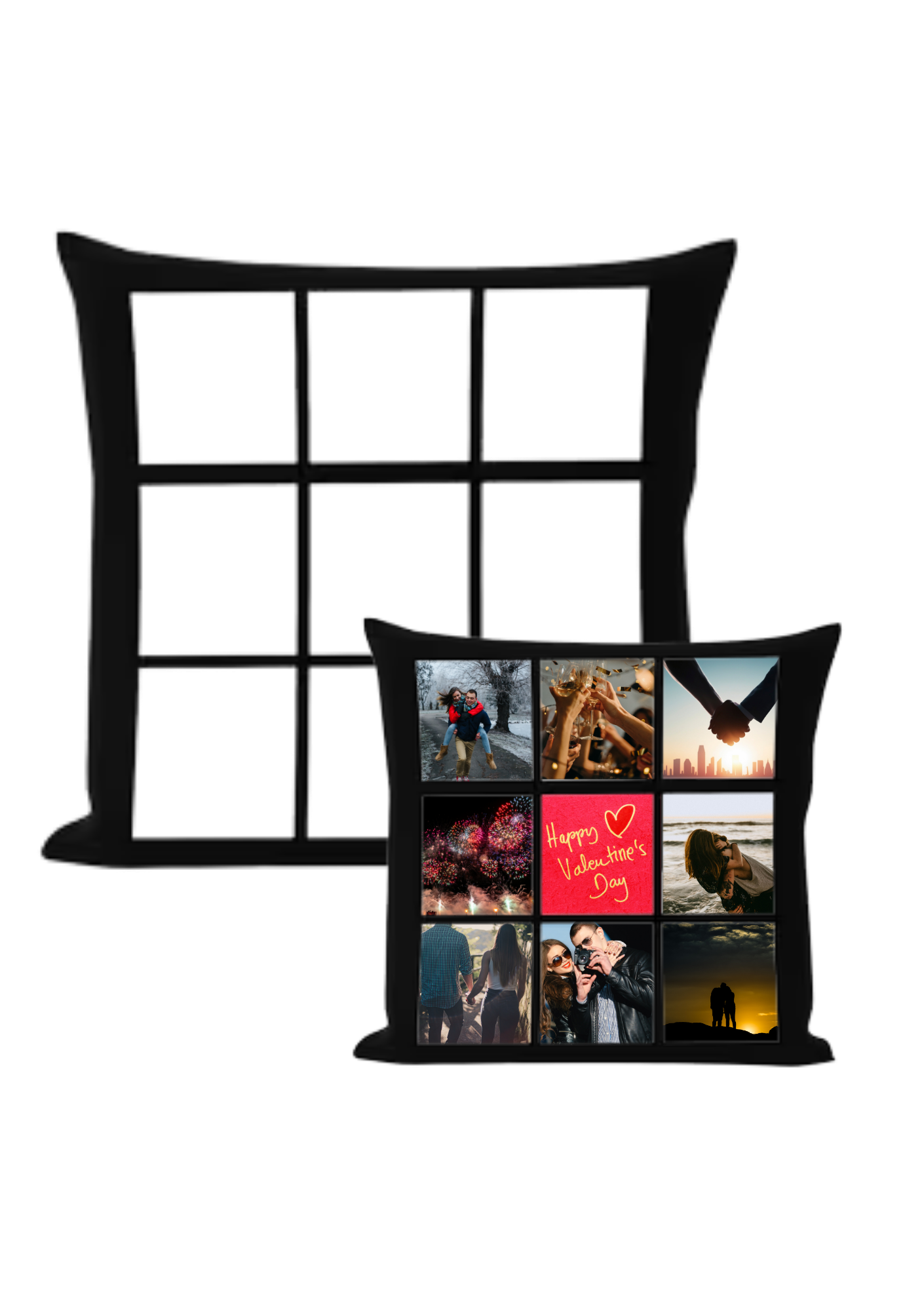 Kussenhoes 45x45cm met 9 persoonlijke foto's of afbeeldingen