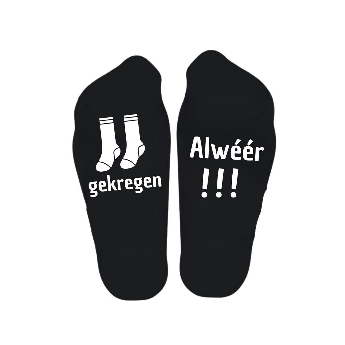 Sokken met de tekst sokken gekregen, alwéér