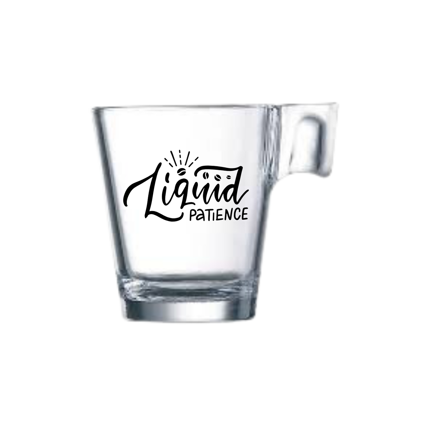 Koffieglas met tekst – glazen koffiebeker met humor (22 cl)