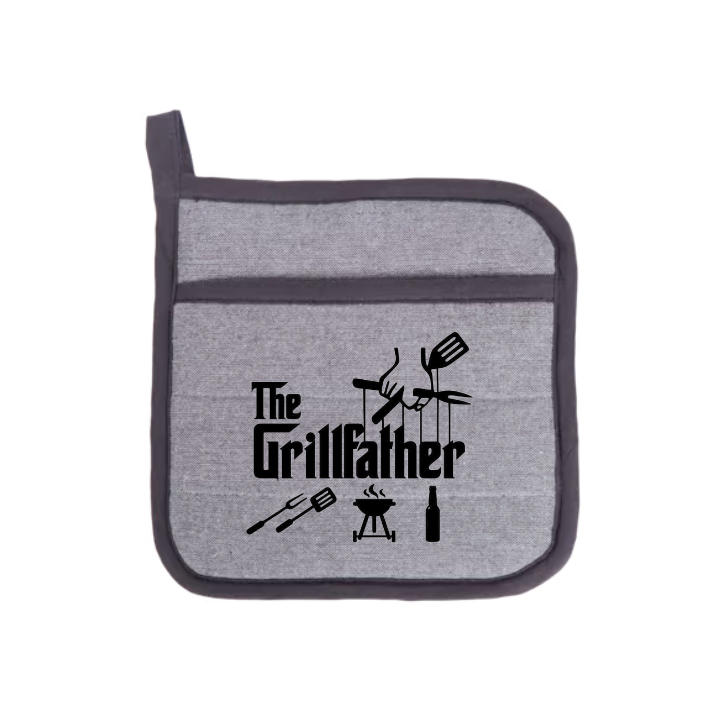 “Ovenwanten met humoristische quote "The Grillfather" – cadeau voor hobbykoks”