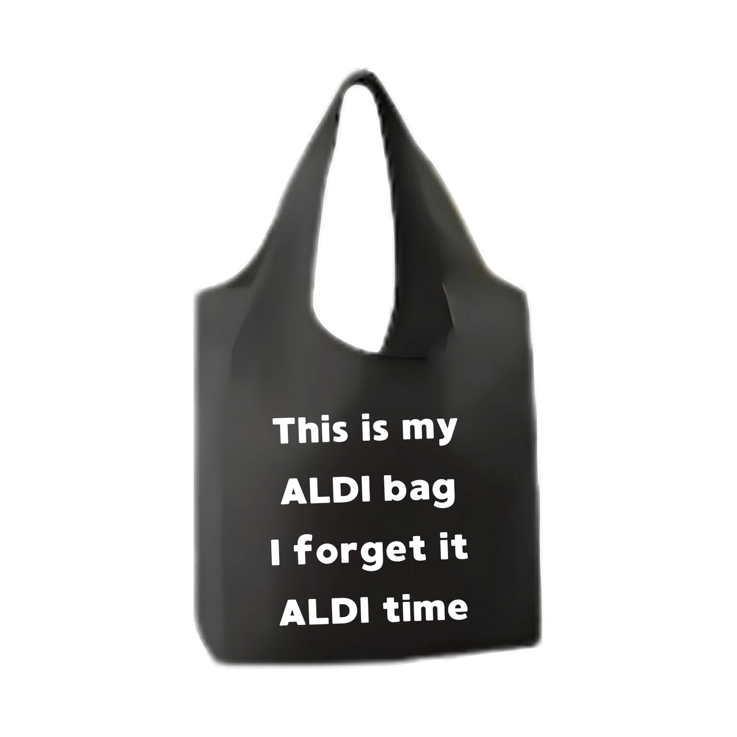 “Opvouwbare shopper met humoristische tekst "This is my Aldi bag" – Handmade by J”
