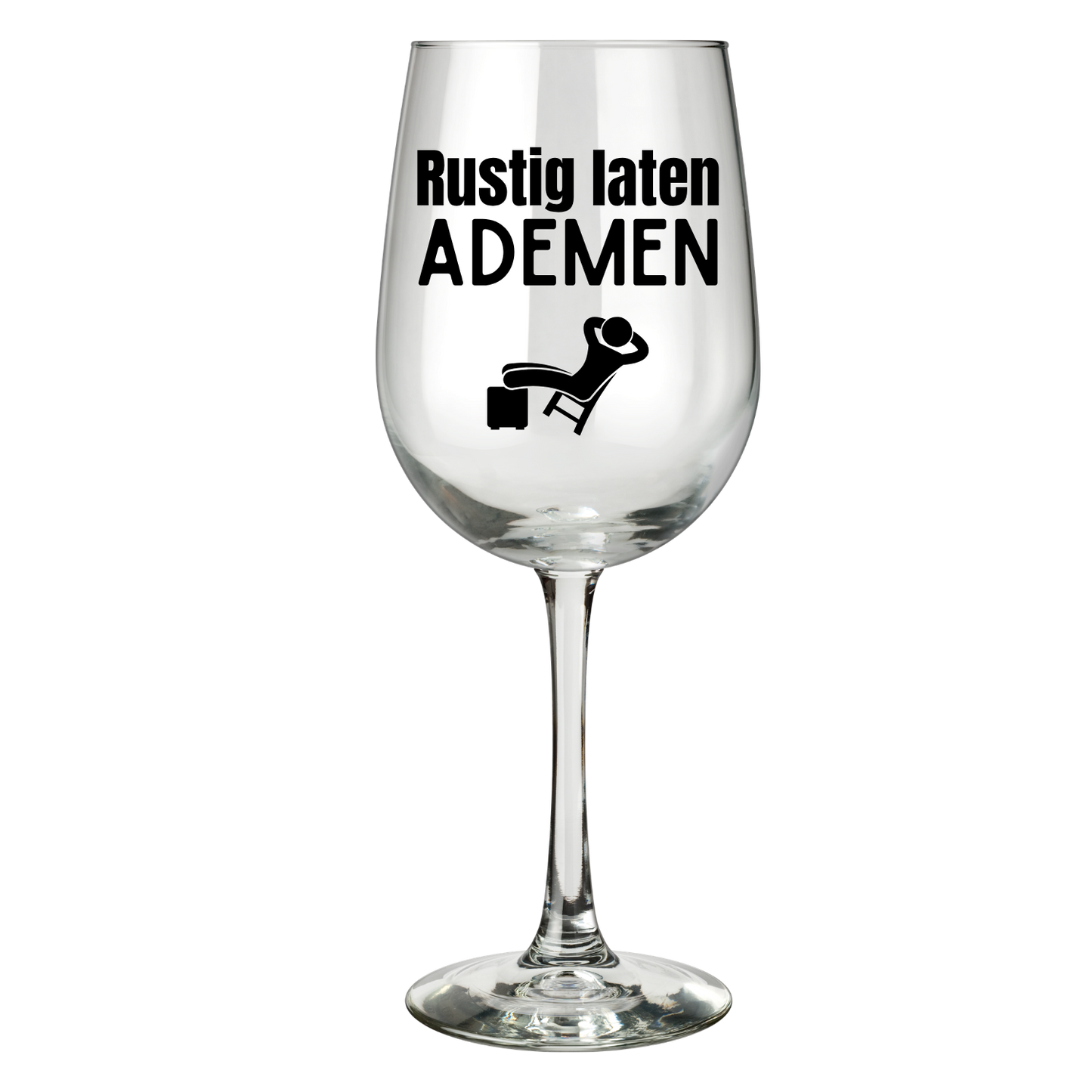 Wijnglas met tekst Rustig laten ademen