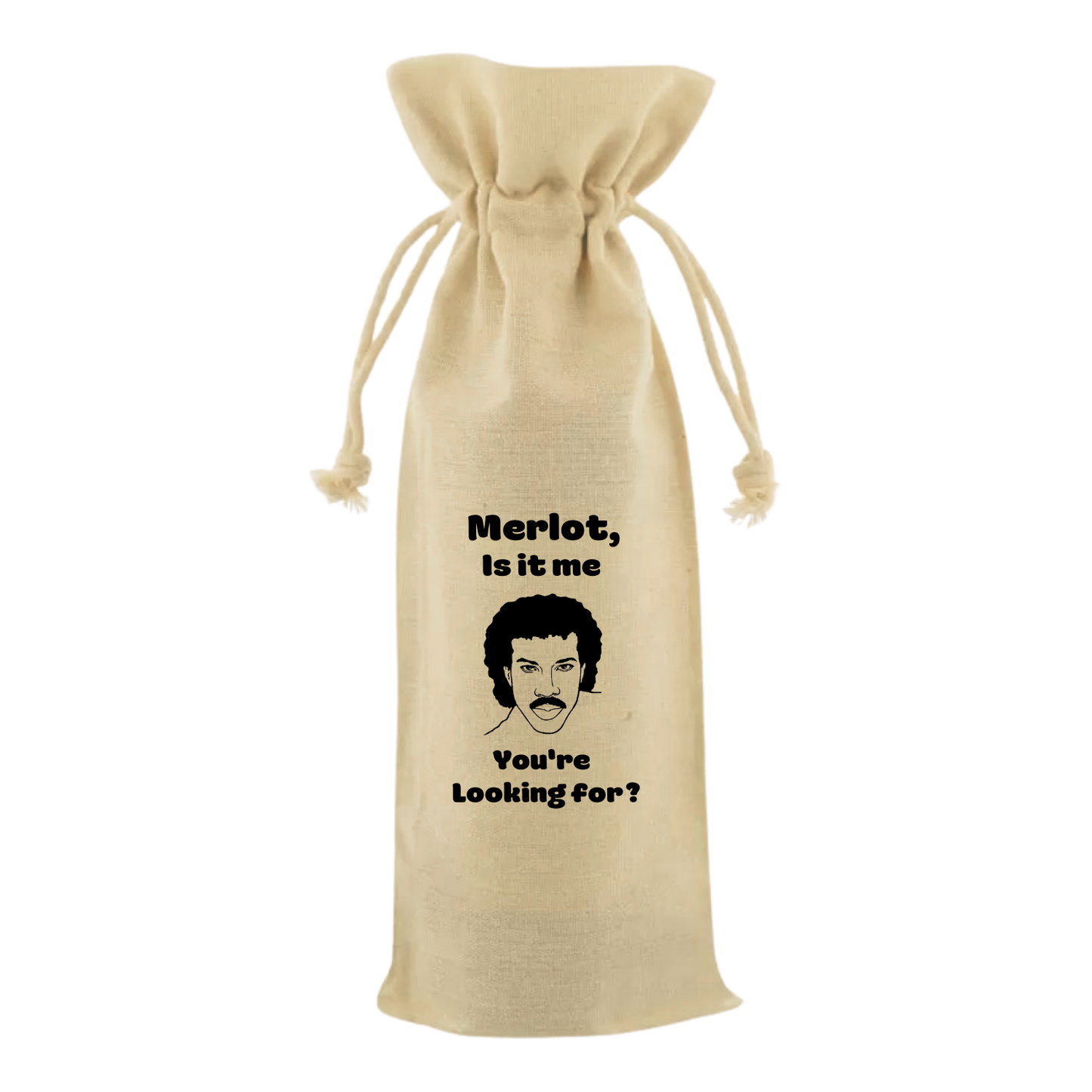 “Wijntas met tekst ‘Merlot is it me your looking for?’ – Handmade by J”