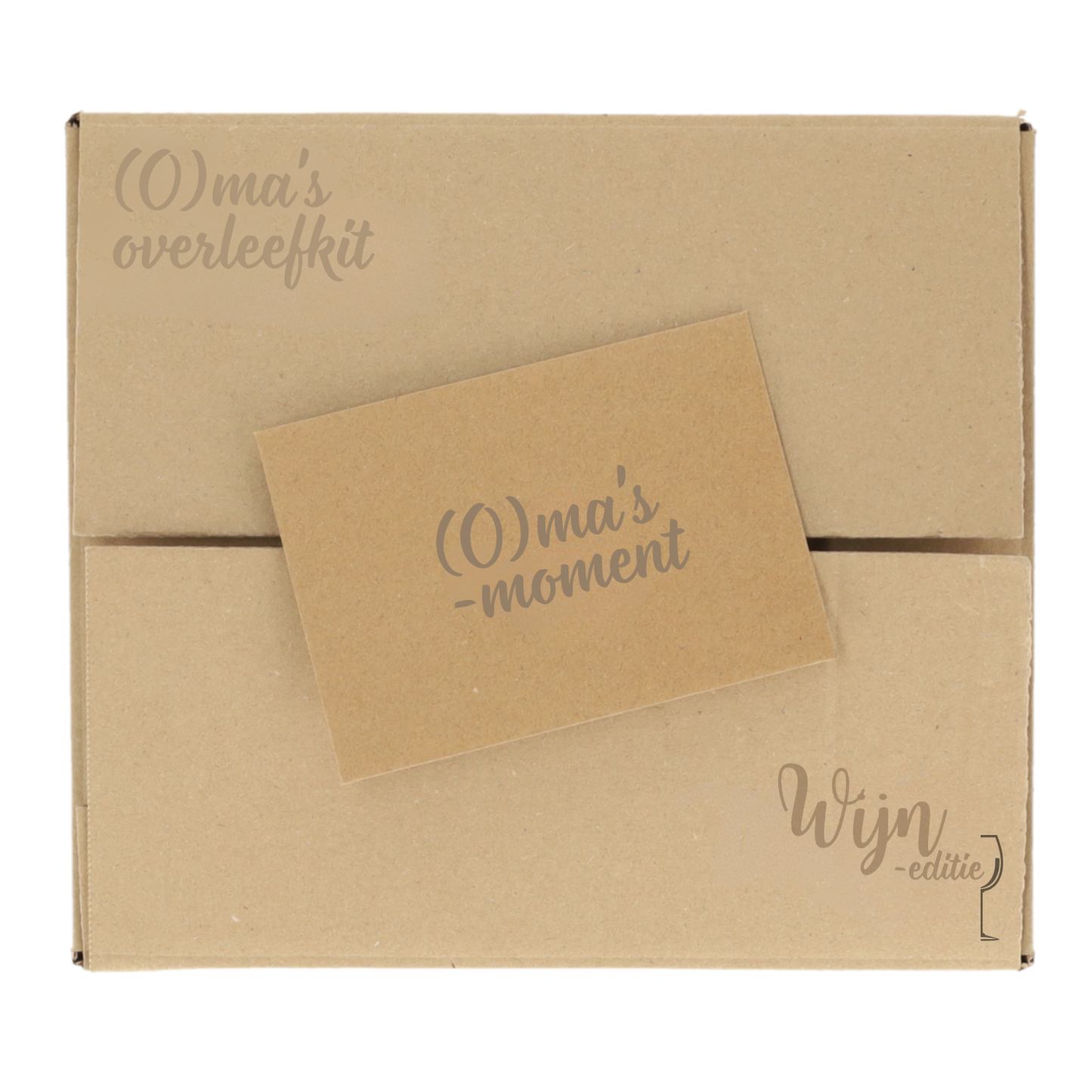 Oma's overleefkit gesloten doos met kaartje