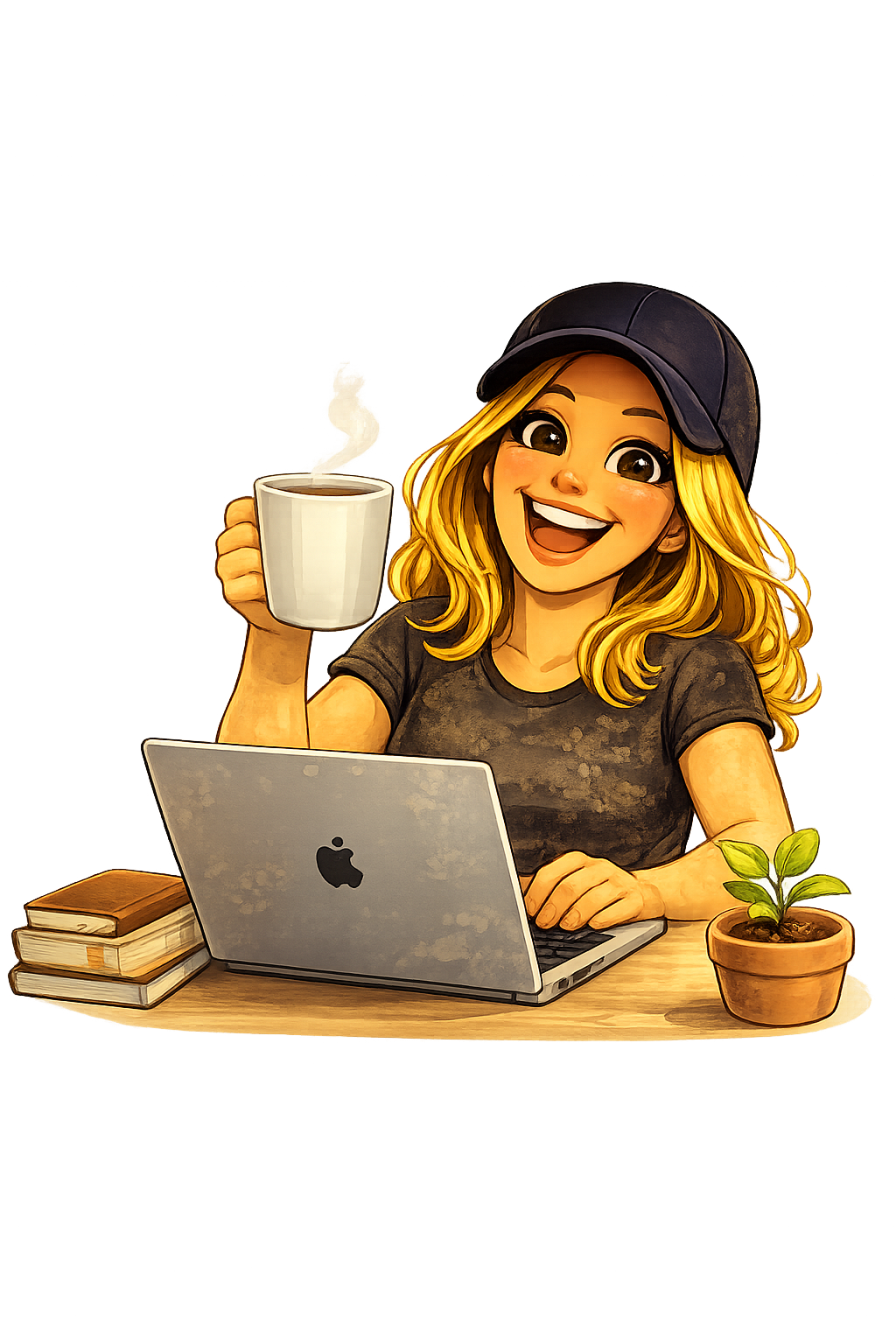 J. van Handmade by J. achter de laptop met het thuiswerken