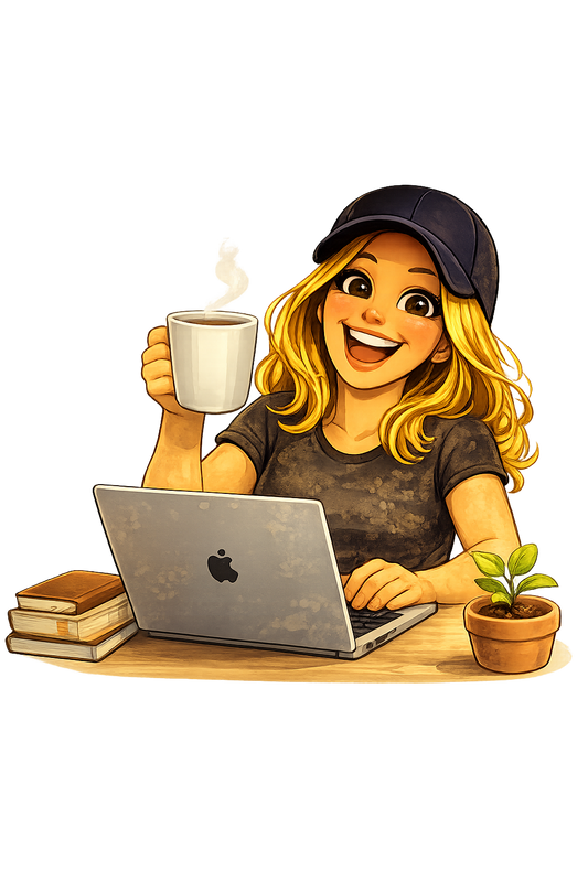 J. van Handmade by J. achter de laptop met het thuiswerken