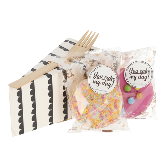 Mini cakeje met grappige tekst – origineel bedankje of traktatie (per stuk verpakt)