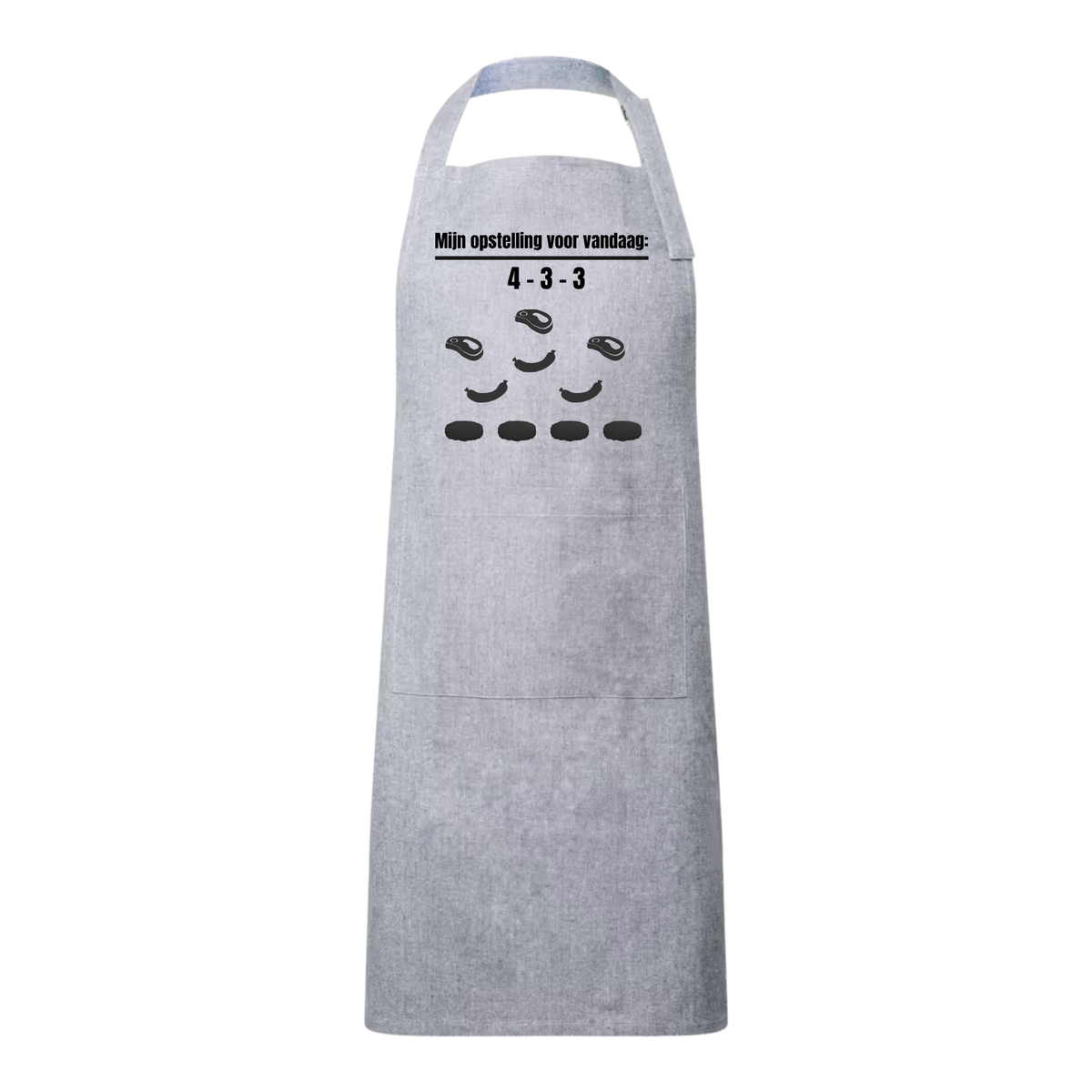BBQ schort met de tekst Mijn opstelling voor vandaag 4-3-3