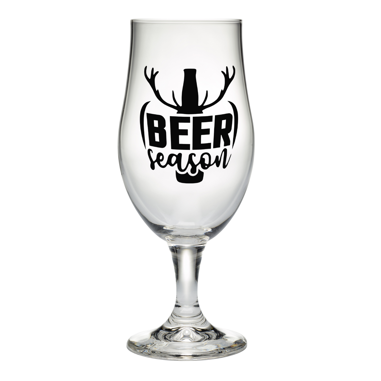 Bierglas met tekst Beer Season als grappig kerstcadeau voor bierliefhebbers van Handmade by J.