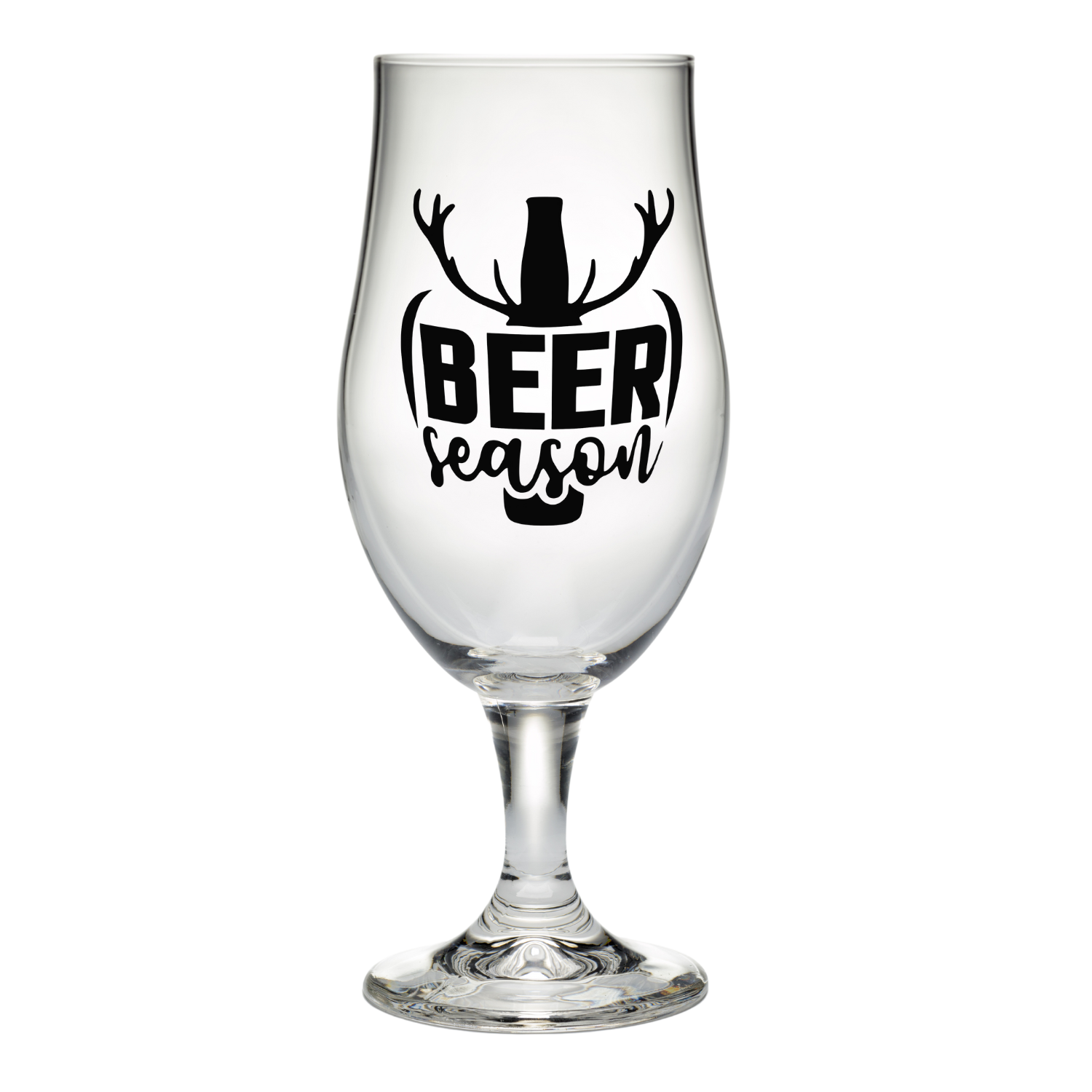 Bierglas met tekst Beer Season als grappig kerstcadeau voor bierliefhebbers van Handmade by J.