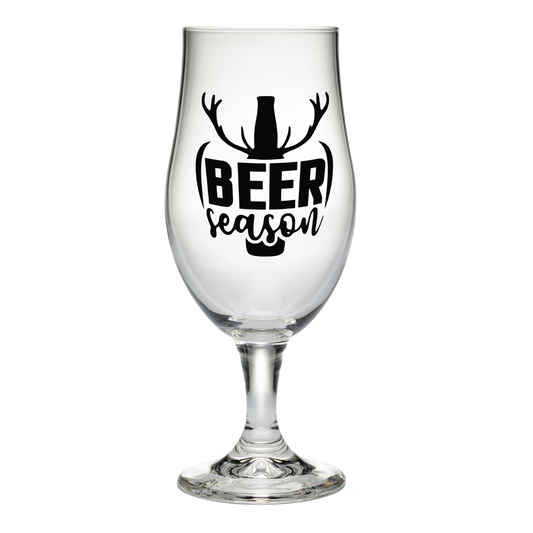 Bierglas met tekst Beer Season als grappig kerstcadeau voor bierliefhebbers van Handmade by J.