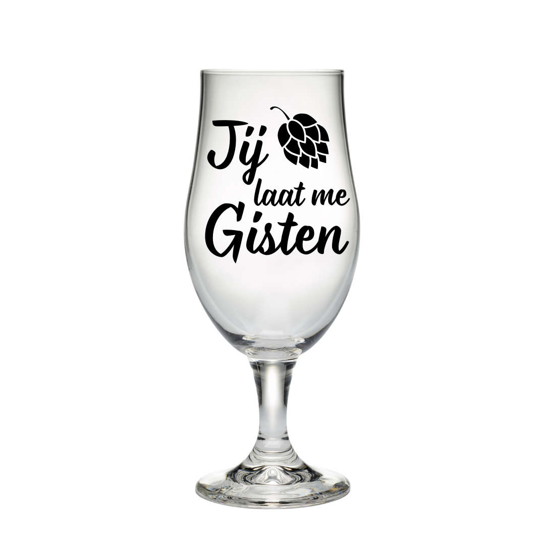 Bierglas met tekst Jij laat me gisten