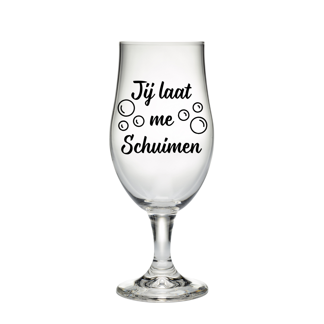 Bierglas met tekst Jij laat me schuimen