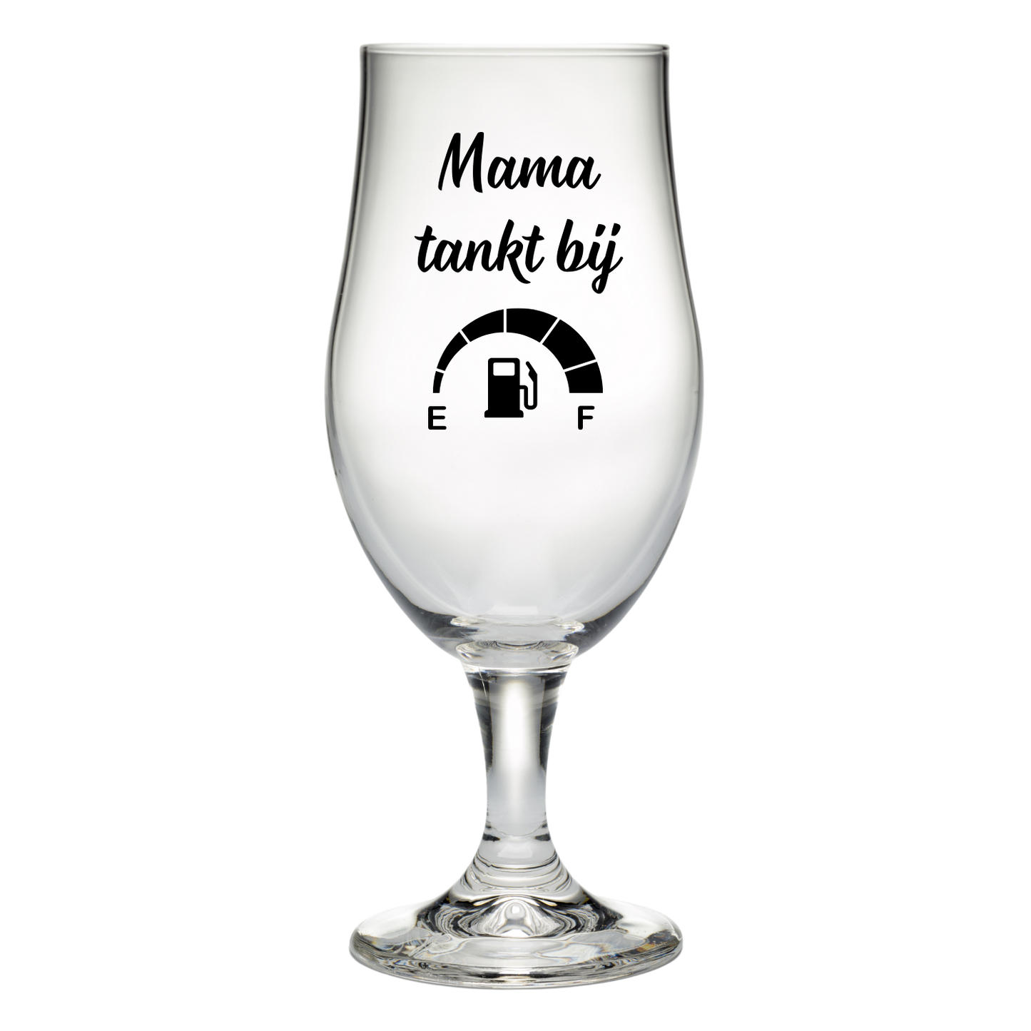 Bierglas met tekst Mama tankt bij