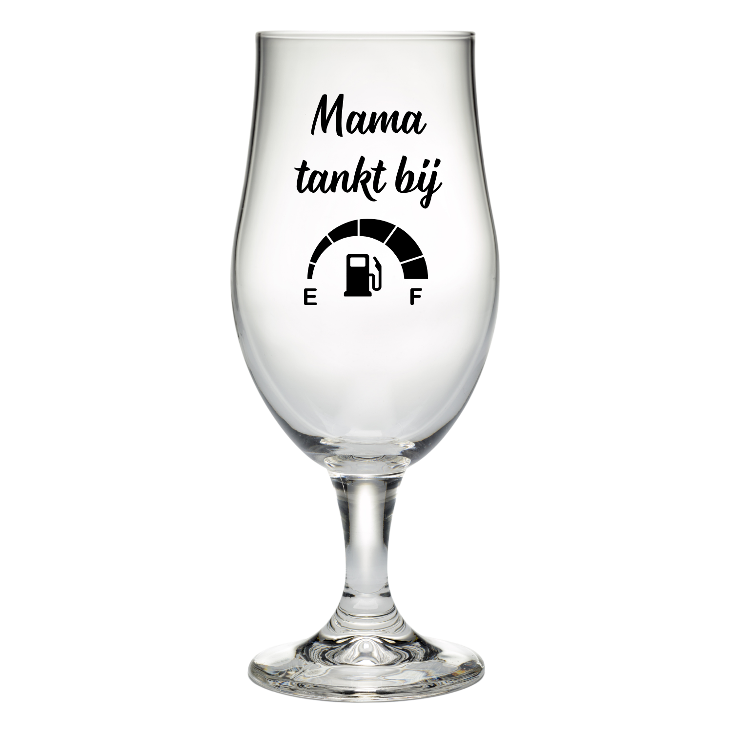 Bierglas met tekst Mama tankt bij