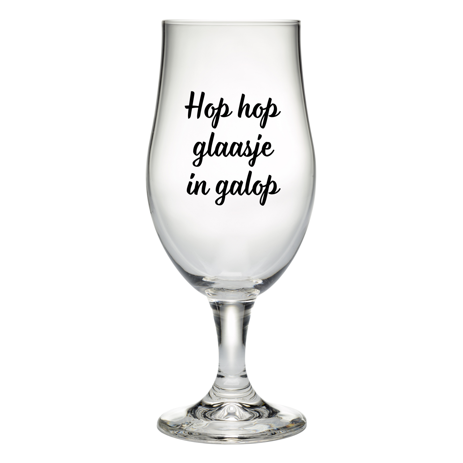 “Bierglas met tekst ‘Hop hop ’ – Handmade by J” Origineel Sinterklaas cadeau"