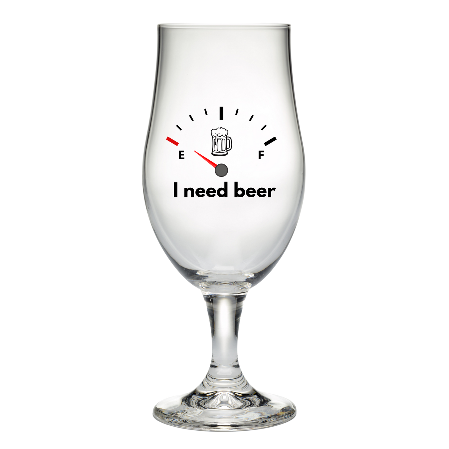 “Bierglas met tekst ‘I need beer?’ – Handmade by J” Origineel cadeau