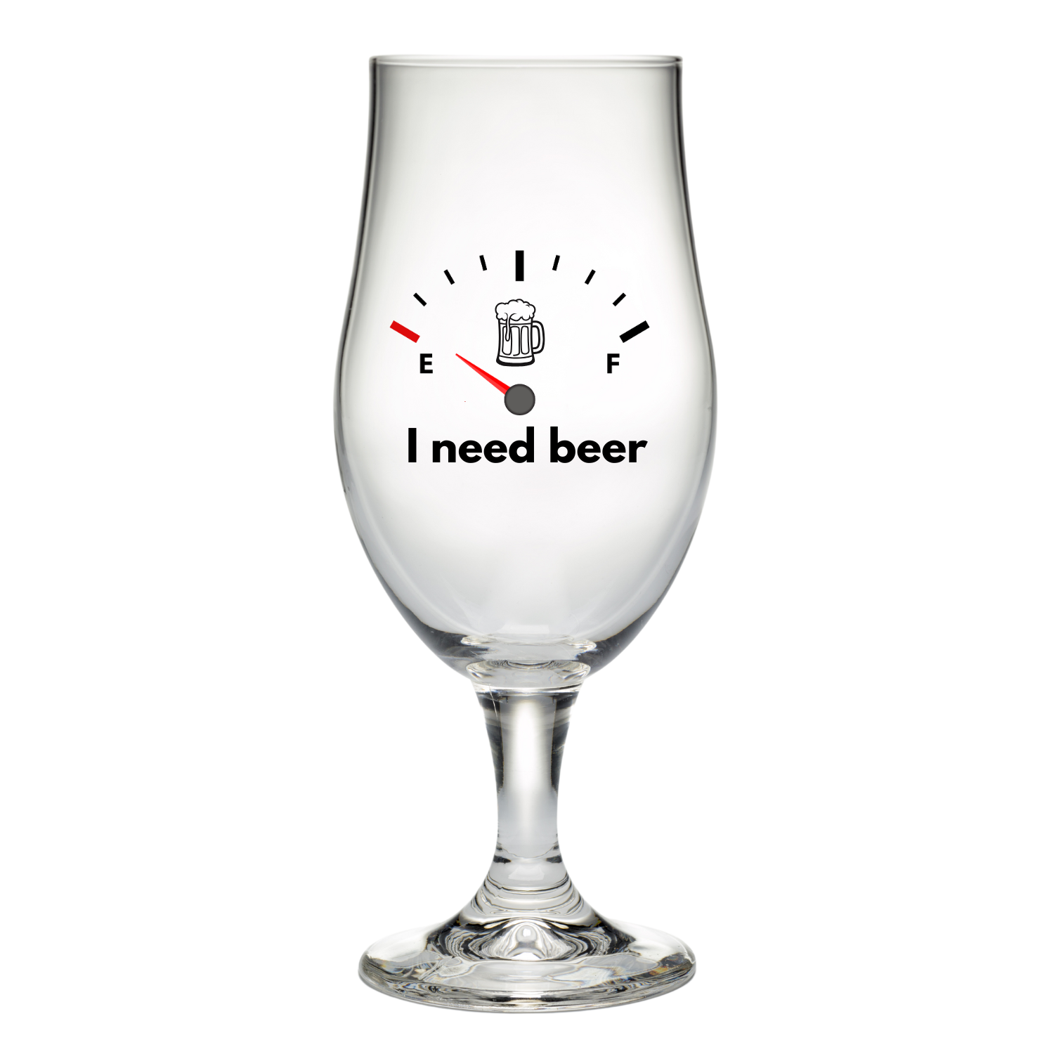 “Bierglas met tekst ‘I need beer?’ – Handmade by J” Origineel cadeau