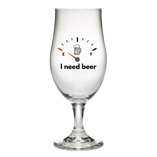 “Bierglas met tekst ‘I need beer?’ – Handmade by J” Origineel cadeau