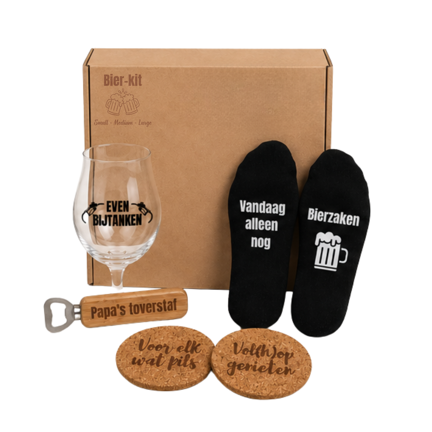 Bierkit Medium met bierglas, sokken, opener en viltjes