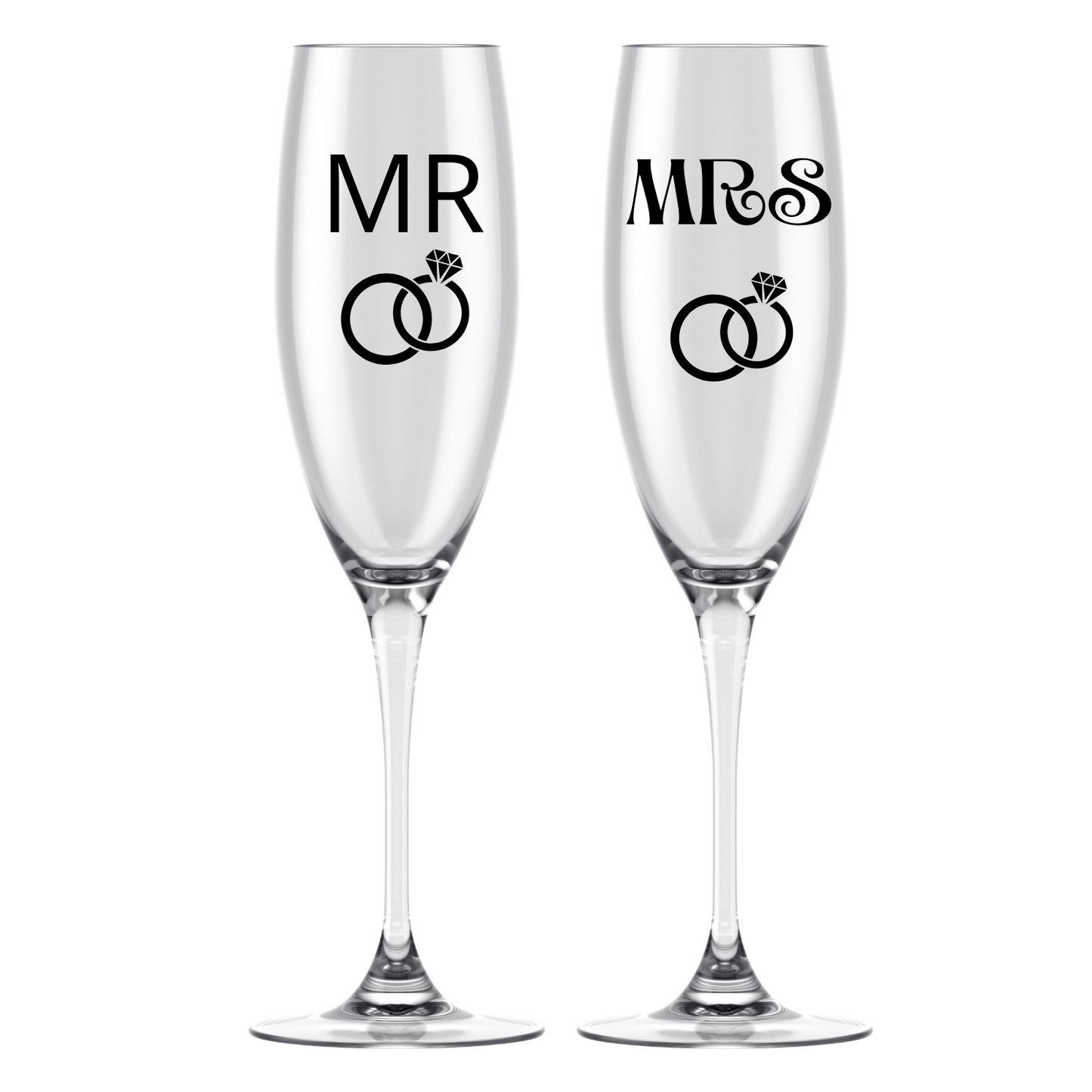 “Set Champagne glazen voor het bruidspaar met quote "Mrs en Mrs" – origineel en persoonlijk cadeau voor bruiloften”