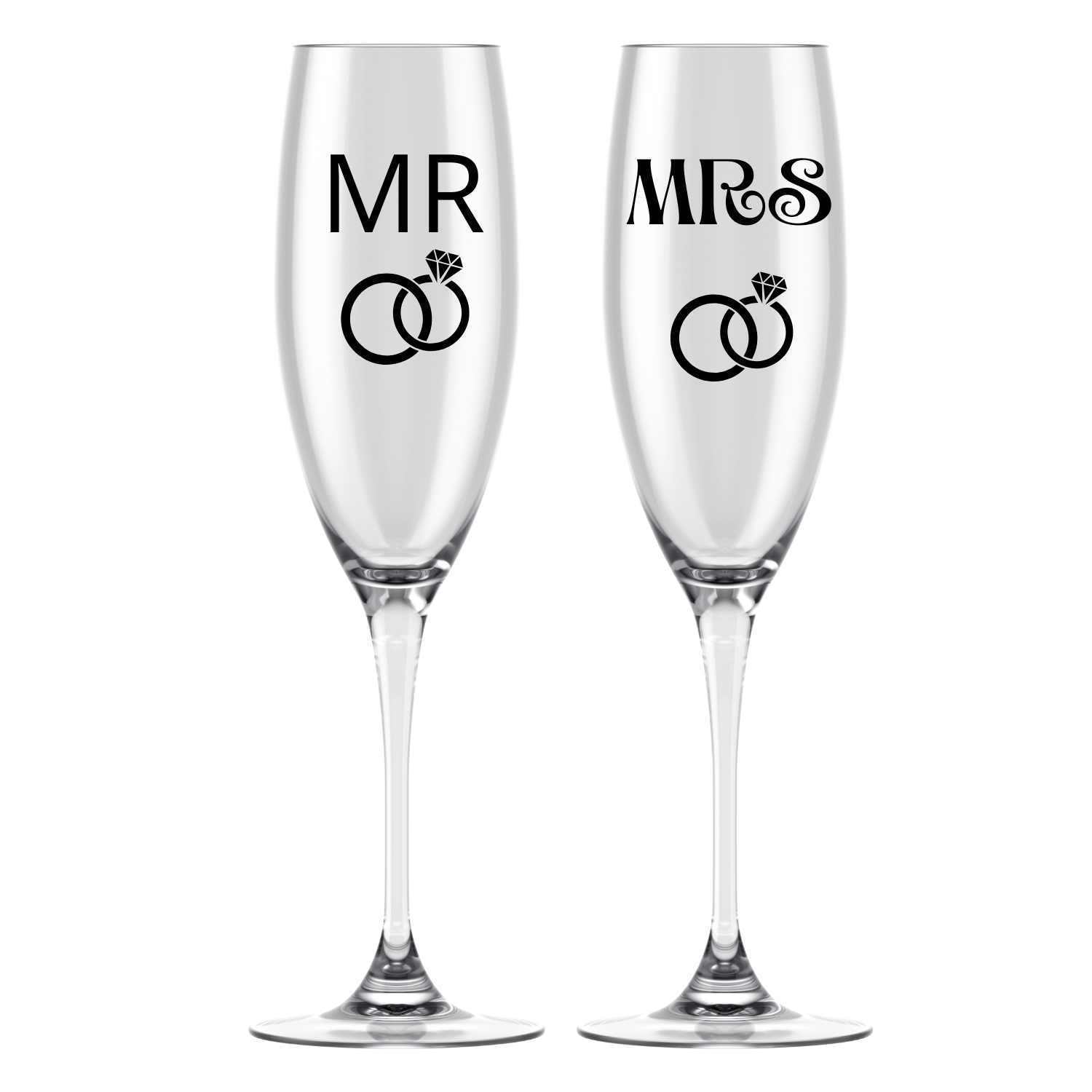 “Set Champagne glazen voor het bruidspaar met quote "Mrs en Mrs" – origineel en persoonlijk cadeau voor bruiloften”
