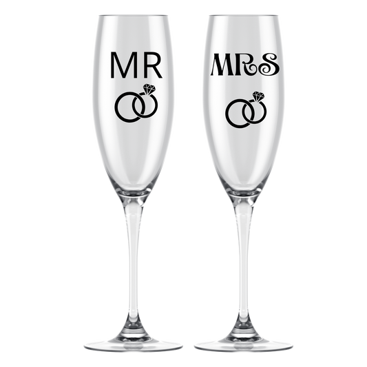 “Set Champagne glazen voor het bruidspaar met quote "Mrs en Mrs" – origineel en persoonlijk cadeau voor bruiloften”