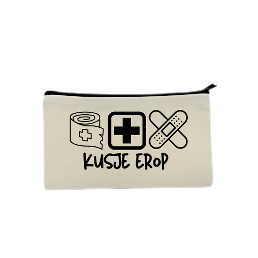 “Etui met leuke spreuk "Kusje erop – ideaal voor pleisters, eerste hulp of onderweg”
