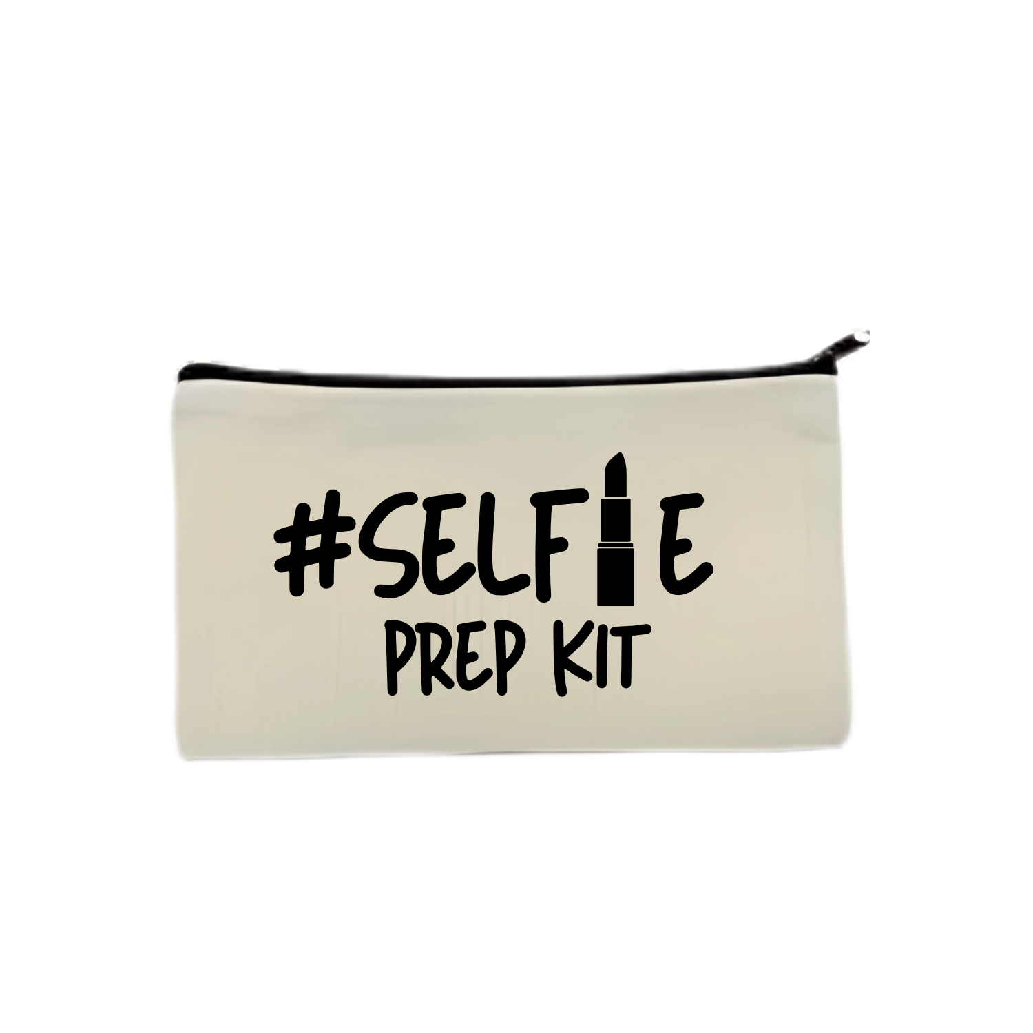 “Etui met grappige tekst "Selfie prep kit" – Handmade by J – perfect voor make-up of rommeltjes”