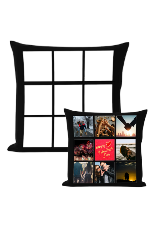 Kussenhoes 45x45cm met 9 persoonlijke foto's of afbeeldingen