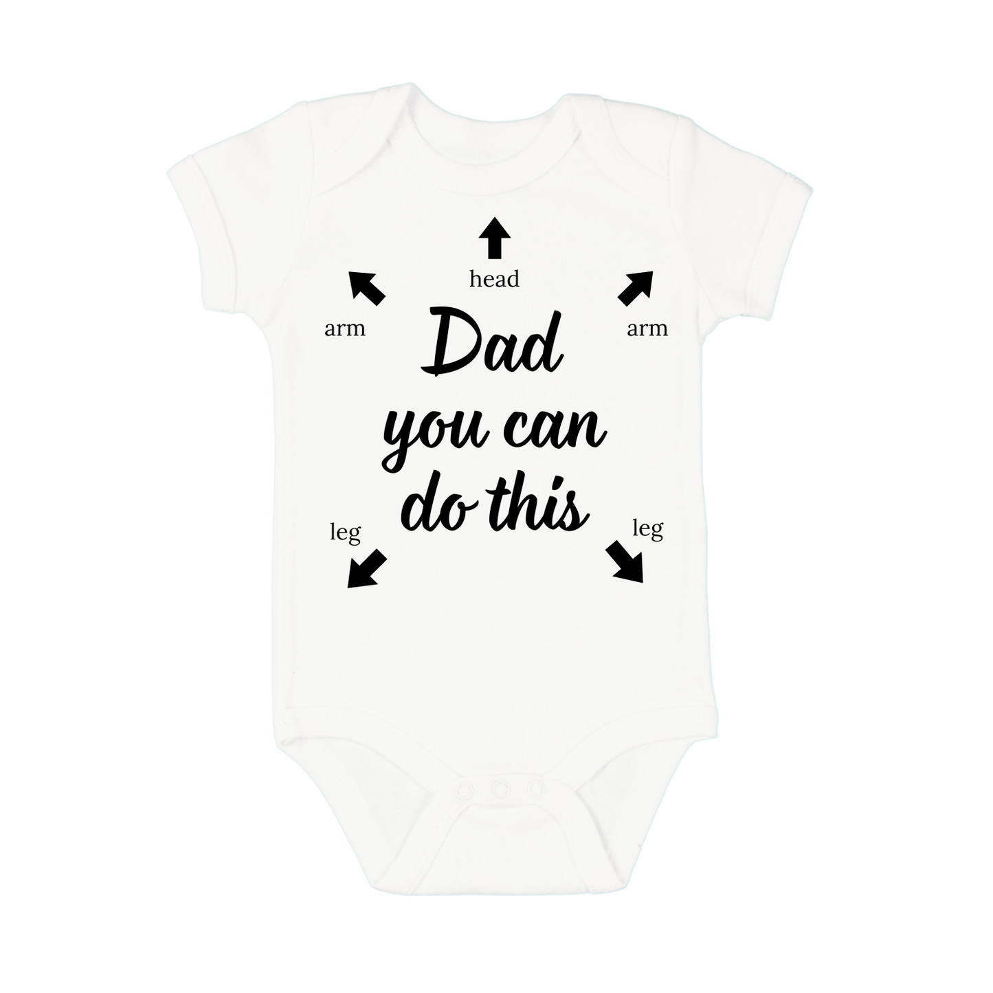 Wit babyrompertje met tekst Dad you can do this – grappig kraamcadeau van Handmade by J.