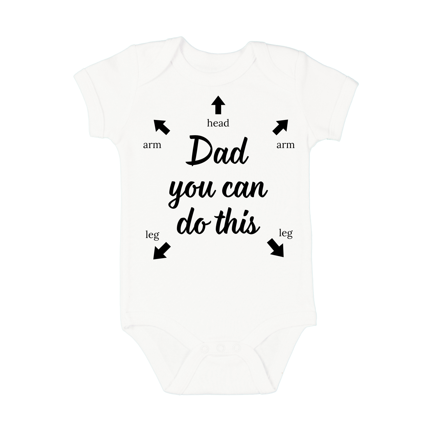 Wit babyrompertje met tekst Dad you can do this – grappig kraamcadeau van Handmade by J.