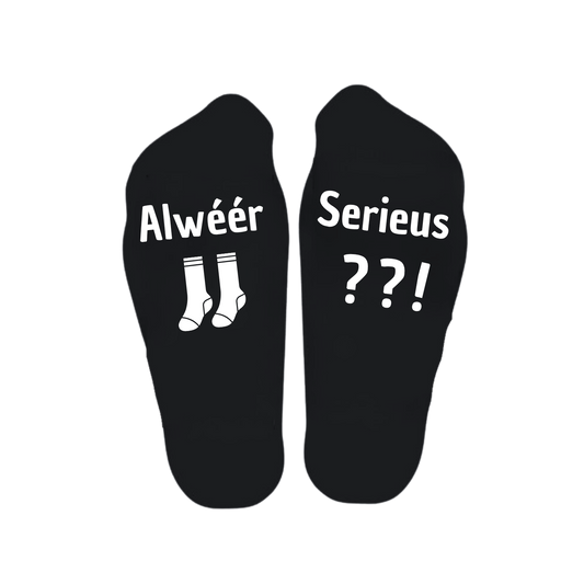 Sokken met de tekst alwéér serieus??!