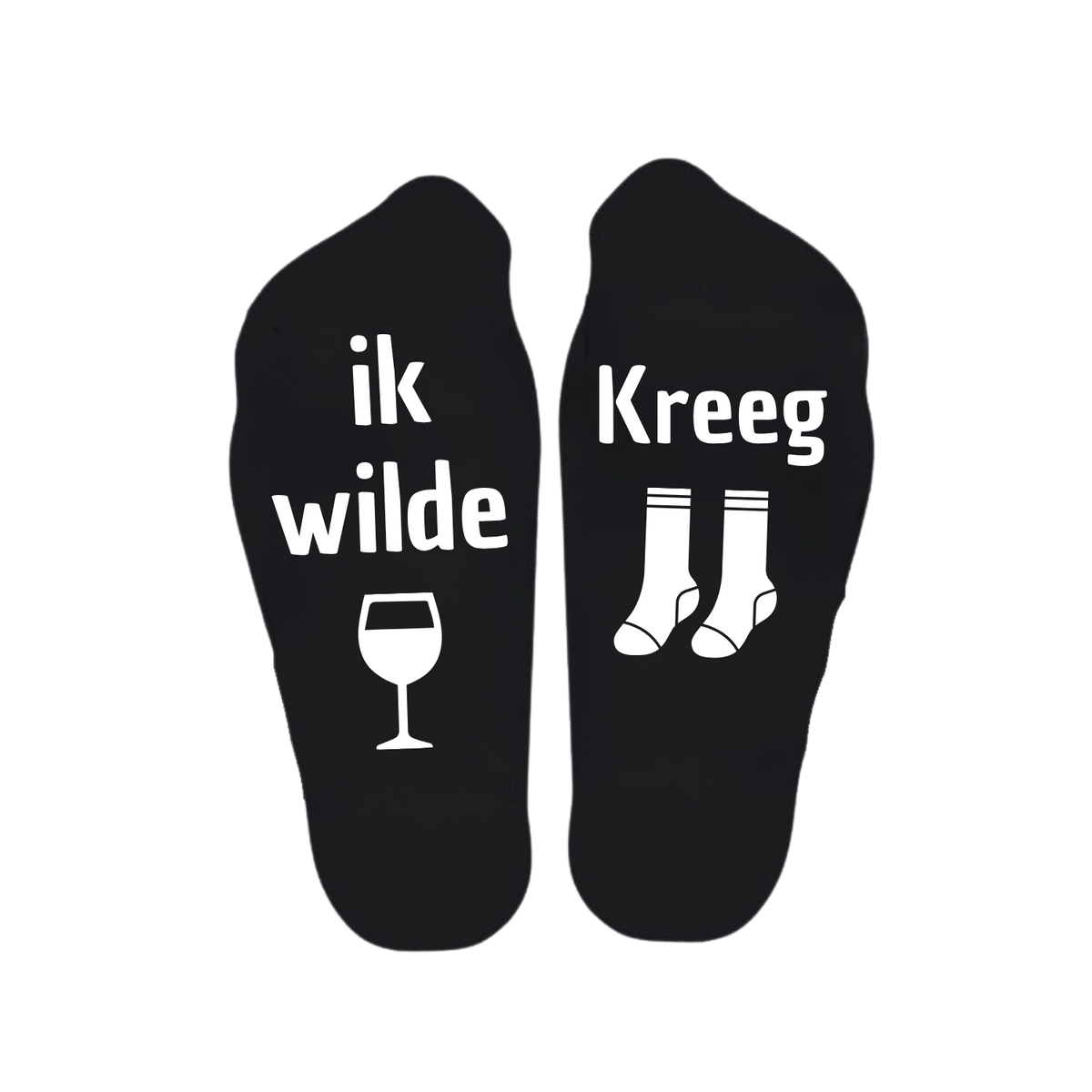 Sokken met de tekst ik wilde wijn kreeg sokken