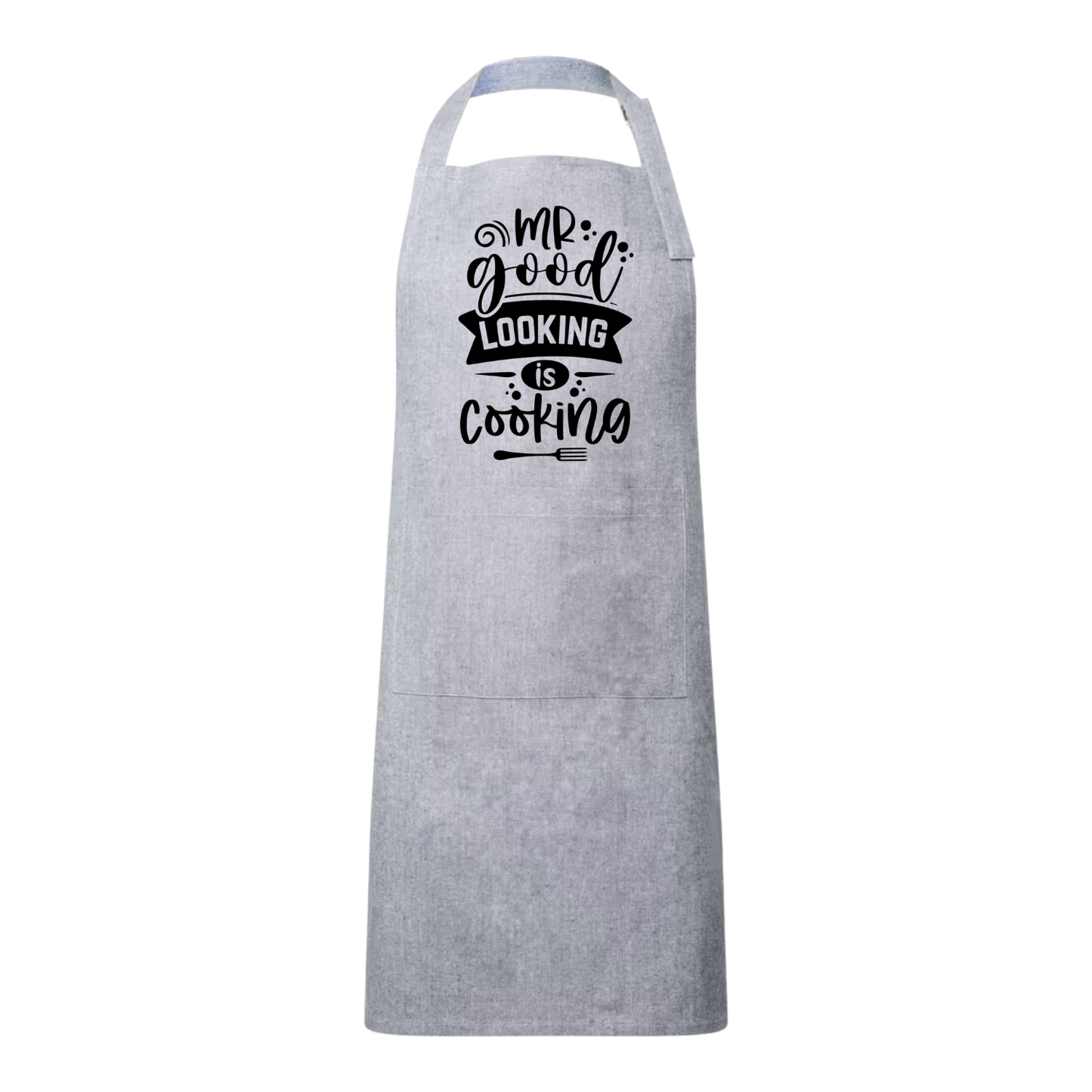 Keukenschort gepersonaliseerd – cadeau met knipoog Tekst Mister good looking is cooking van Handmade by J.