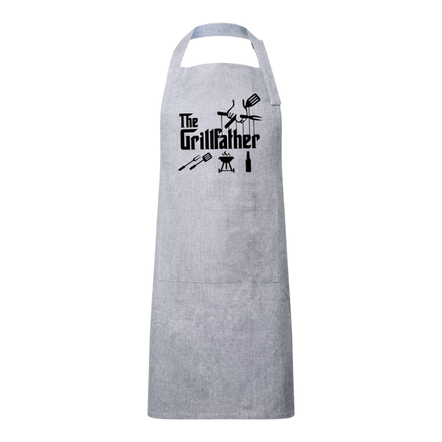 “Kookschort met tekst ‘The Grillfather’ – Handmade by J” BBQ of origineel cadeau