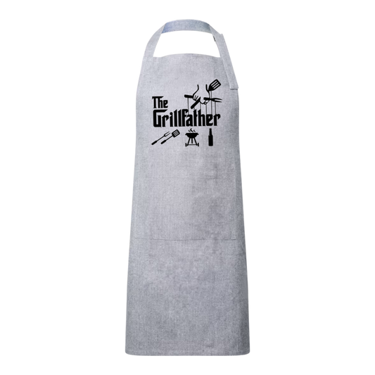 “Kookschort met tekst ‘The Grillfather’ – Handmade by J” BBQ of origineel cadeau