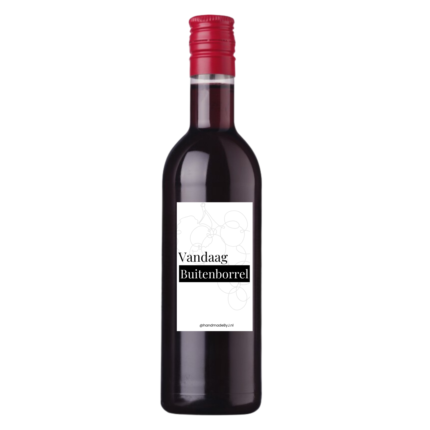 Mini wijnflesje met tekst "Vandaag buitenborrel"