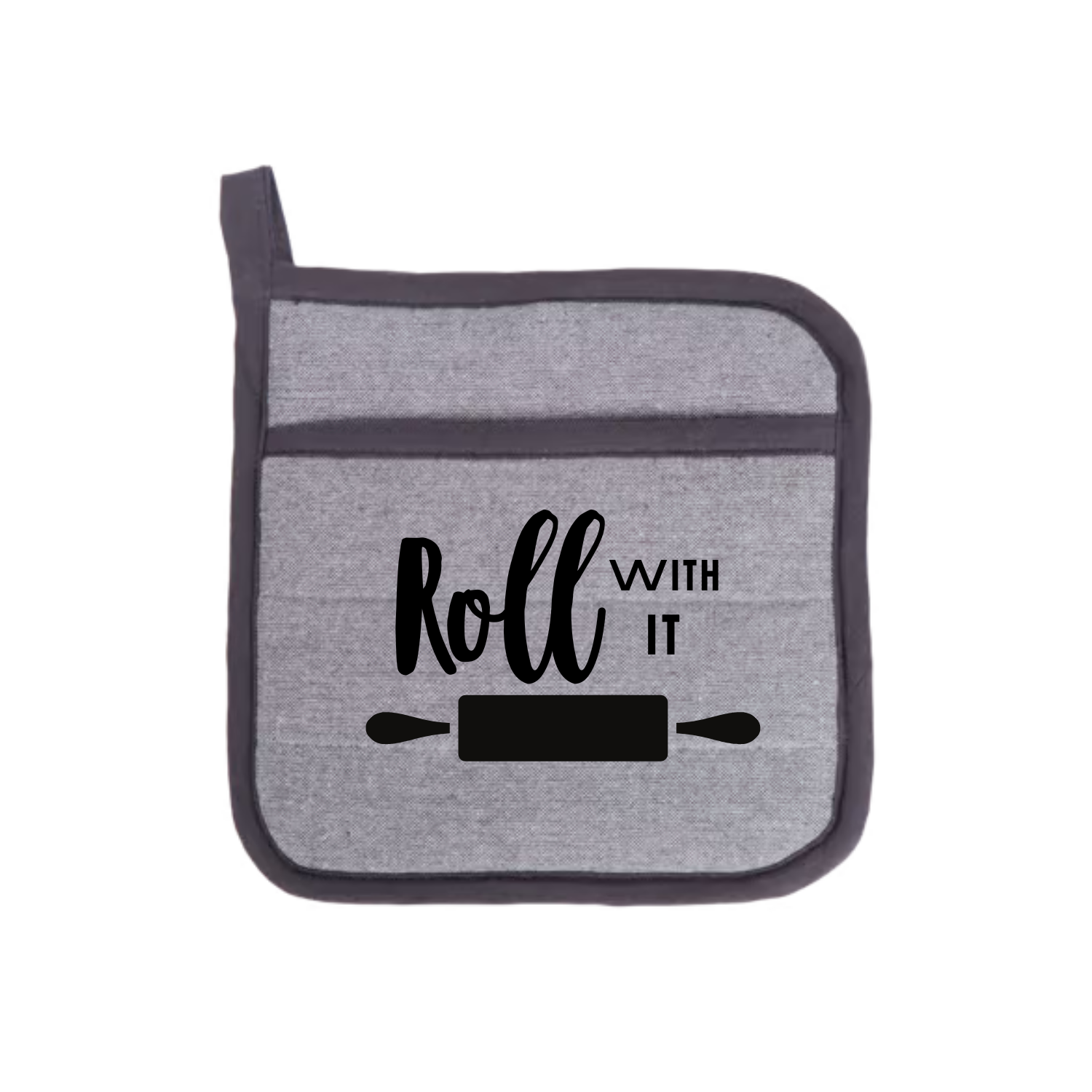 “Ovenwanten met humoristische quote "Roll with it" – cadeau voor hobbykoks”