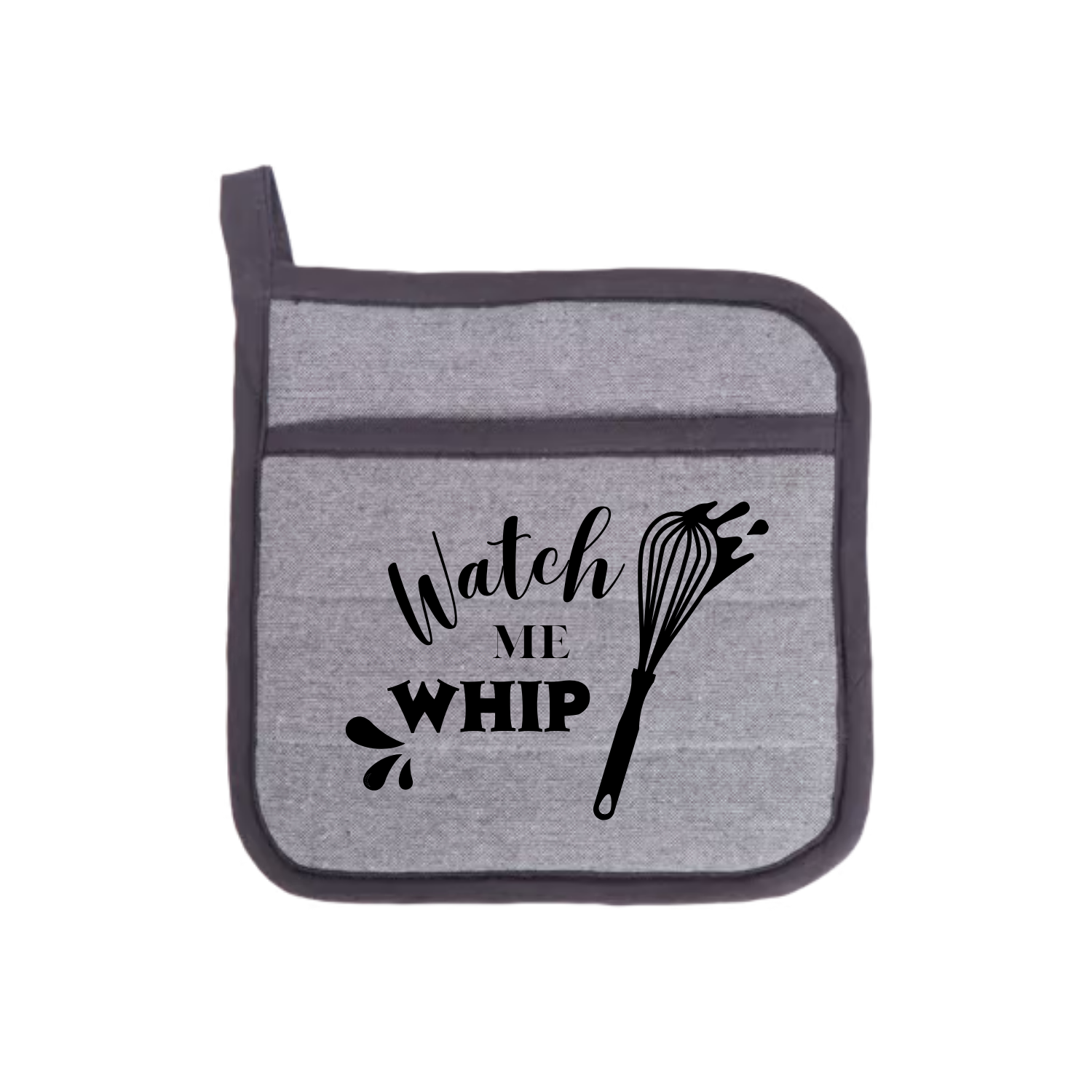 “Ovenwanten met humoristische quote "Watch me whip" – cadeau voor hobbykoks”