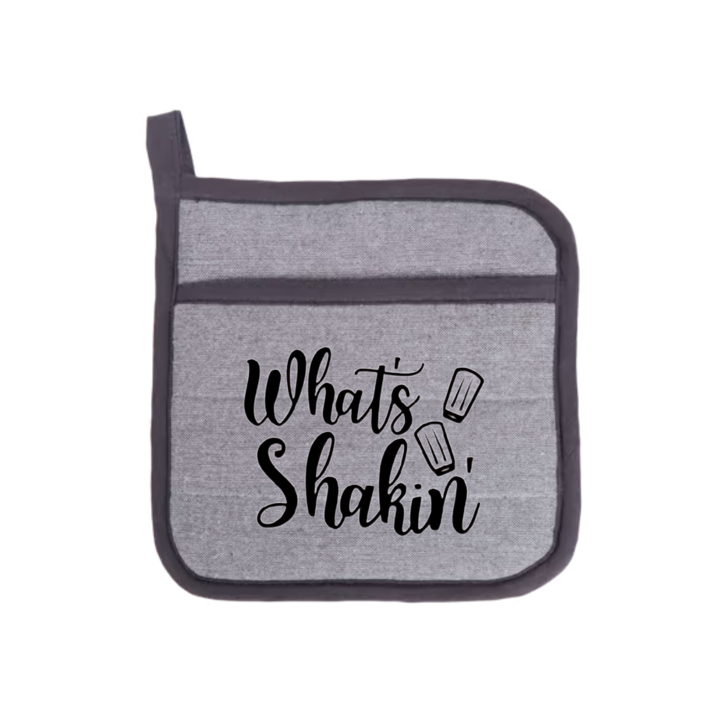 “Ovenwanten met humoristische quote "What's shaking" – cadeau voor hobbykoks”