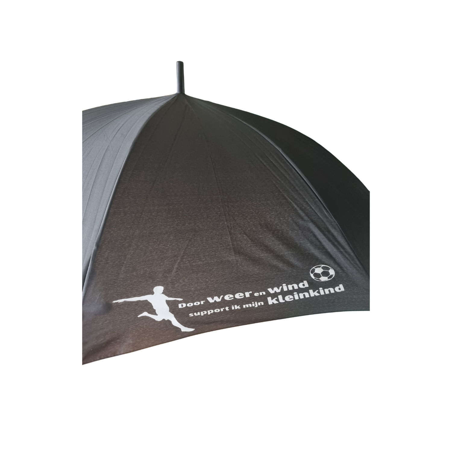 Paraplu met persoonlijke tekst – cadeau voor een trouwe supporter langs de lijn.