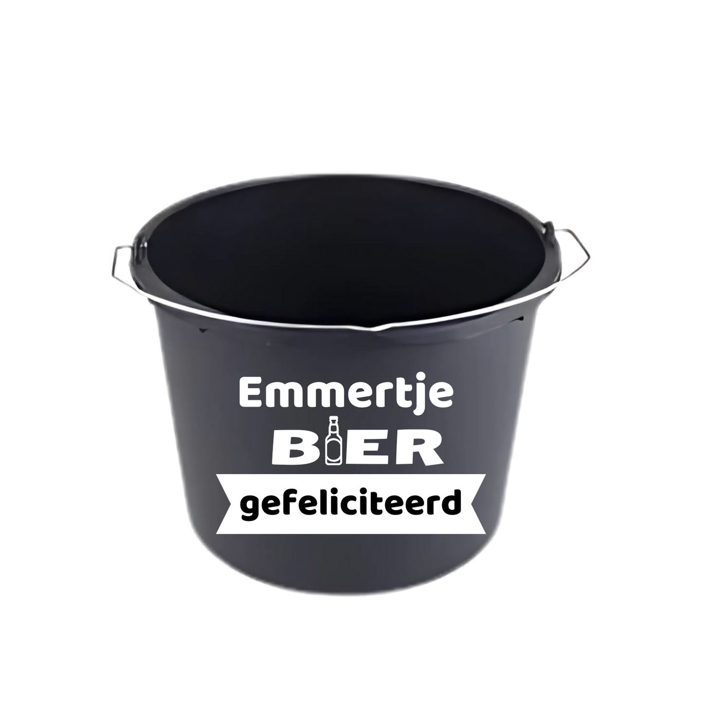 “Emmer met grappige tekst "Emmertje bier gefeliciteerd"  – perfect voor feestjes” verjaardagscadeau