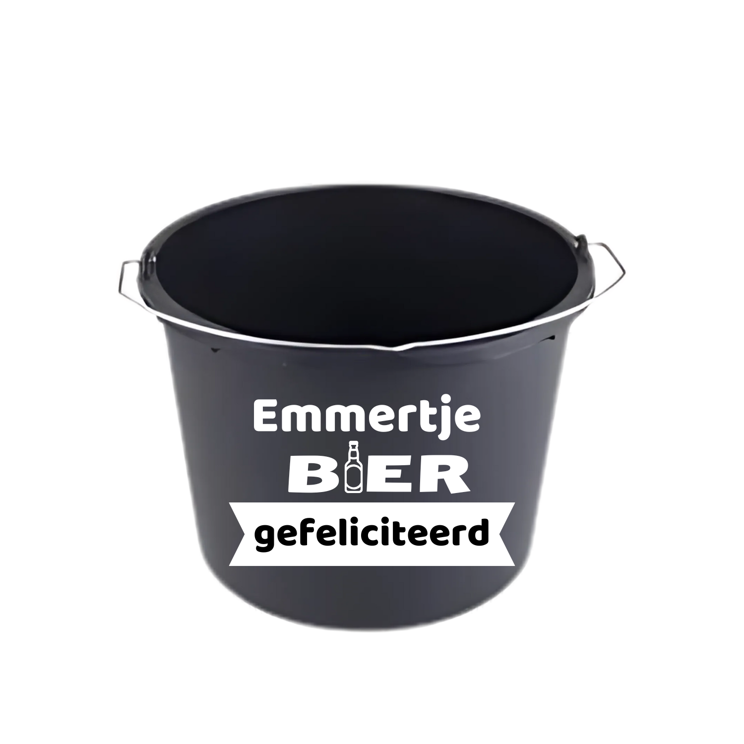 “Emmer met grappige tekst "Emmertje bier gefeliciteerd"  – perfect voor feestjes” verjaardagscadeau