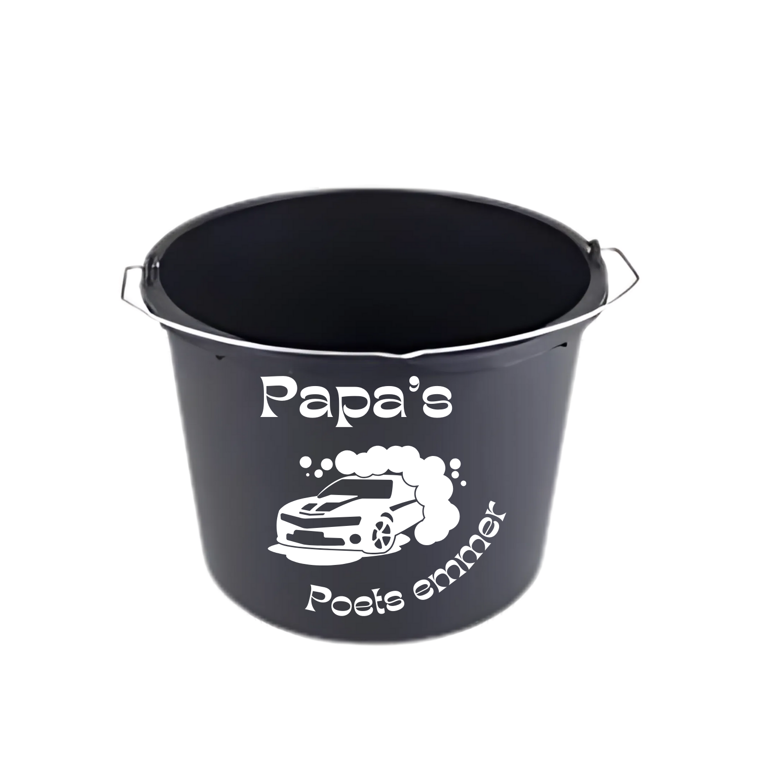 “Zwarte emmer met quote "Papa's poets emmer" – feestaccessoire” verjaardag, vaderdag