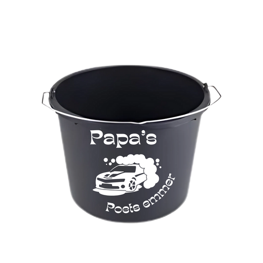 “Zwarte emmer met quote "Papa's poets emmer" – feestaccessoire” verjaardag, vaderdag