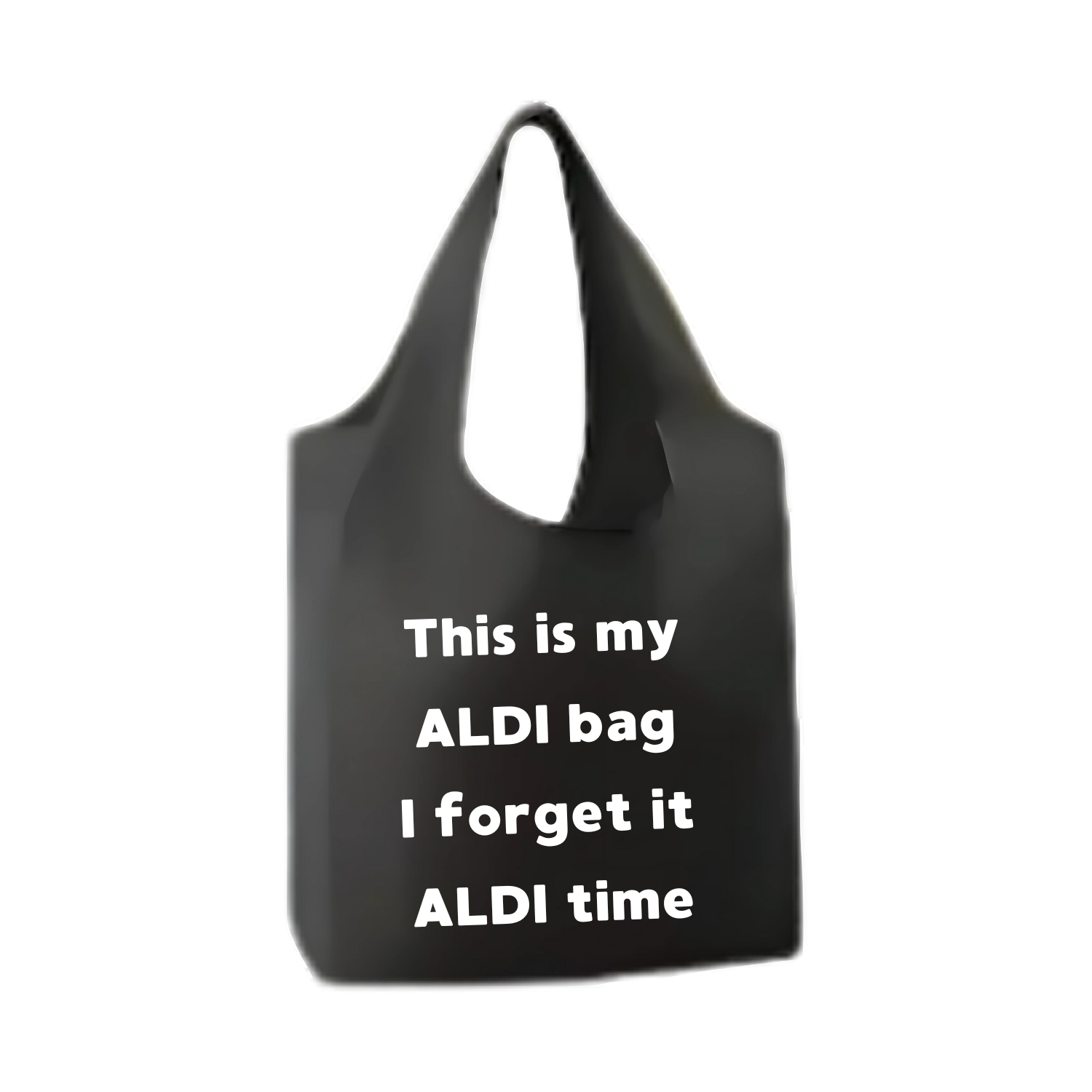 “Opvouwbare shopper met humoristische tekst "This is my Aldi bag" – Handmade by J”